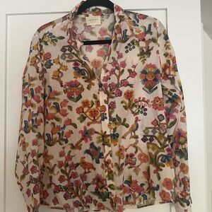 Sezane Pink Button Down Blouse with Long Sleeves